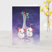 ネズミ付きバラ カード (黄色い花)