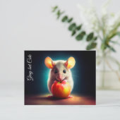 ネズミ動物のリンゴ明るい自然美おもしろい ポストカード (スタンド正面)