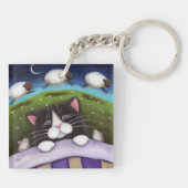 ネズミ及びヒツジ|のファンタジーの眠いタキシード猫 キーホルダー (裏面)