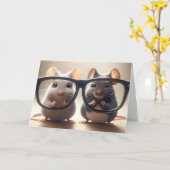 ネズミ眼鏡を通して見る誕生日ユーモア カード (黄色い花)