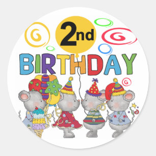ネズミ第2回誕生日Tシャツとギフト ラウンドシール