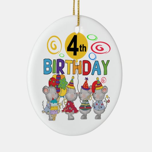 ネズミ第4回誕生日Tシャツとギフト セラミックオーナメント (右)