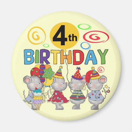 ネズミ第4回誕生日Tシャツとギフト マグネット (正面)