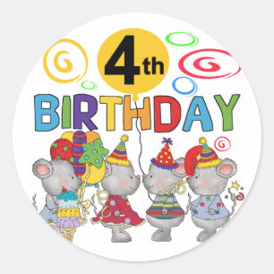 ネズミ第4回誕生日Tシャツとギフト ラウンドシール