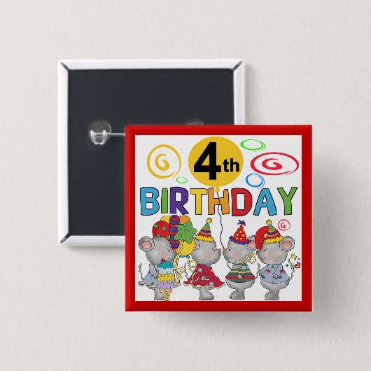 ネズミ第4回誕生日Tシャツとギフト 缶バッジ (正面&裏面)