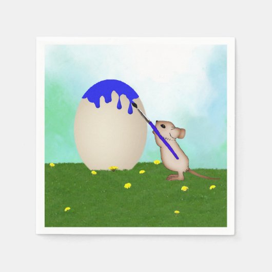 ネズミ絵画のイースターエッグ紙 スタンダードカクテルナプキン (正面)