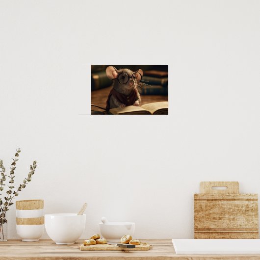 ネズミ読は本だ ポスター (キッチン)