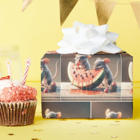 ネズミ食べズスイカ ラッピングペーパー (誕生日パーティー)