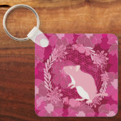 ネズミ、花、バラ、マンダラ、禅、チャクラ、パテ キーホルダー (正面)