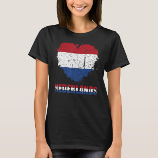 ネダーランズ国旗のヴィンテージハートグラフィックHolland男性 Tシャツ