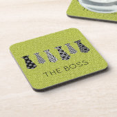 ネックタイ名白黒グリーンデニムパパ事務所 コースター (左側)