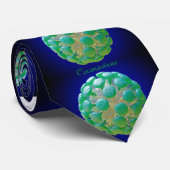 ネックタイ-コロナウイルスグリーンオンブルー ネクタイ (ロール)