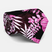 ネックタイ – 抽象芸術熱帯葉産のピンクワイン ネクタイ (ロール)