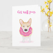 ネックドーナツを着たかわいいコルギはよくカードを手に入れる カード (黄色い花)