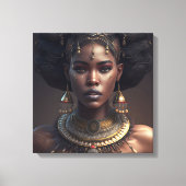 ネックレスとイヤリングを身に着けた女性 – 黒アフリカ キャンバスプリント (正面)
