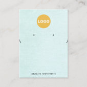 ネックレスとスタッドイヤリングホルダーロゴブルーリネン 名刺 (正面)