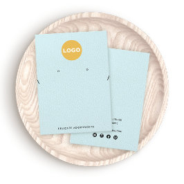 ネックレスとスタッドイヤリングホルダーロゴブルーレザー 名刺