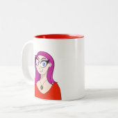 ネックレスと髪を持つスタイリッシュ女の子 ツートーンマグカップ (正面左)