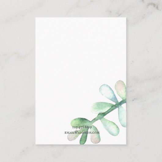 ネックレスのジュエリーの表示カード • 水気が多いサボテン 名刺 (裏面)