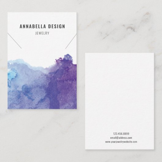 ネックレスの表示カード •  パステル調の水彩画 名刺 (正面/裏面)