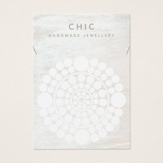 ネックレスエレガントホワイトウッドサークル表示ホルダー (正面)