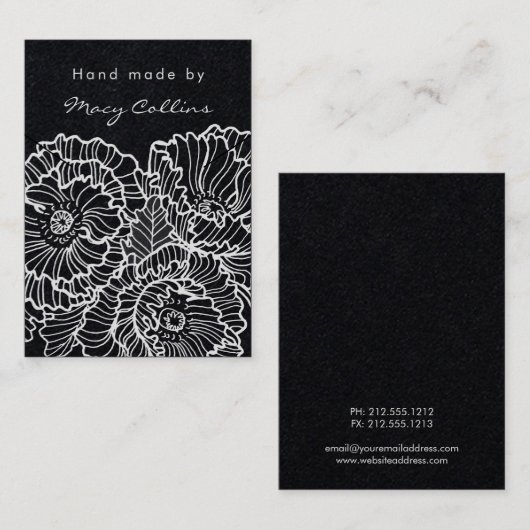 ネックレスジュエリーディスプレイカード白い花 名刺 (正面/裏面)