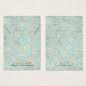 ネックレスジュエリーディスプレイカード・ティール(緑がかった色)ダマスク (正面&裏面)