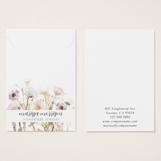 ネックレスジュエリーピンク金ゴールドワイルドフラワーディスプレイ (正面&裏面)