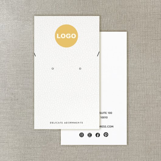 ネックレススタッドイヤリングホワイトレザー追加ロゴブシ 名刺