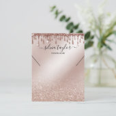 ネックレスディスプレイカードバラ金ゴールドグリッター 招待状 (スタンド正面)