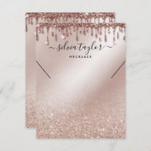 ネックレスディスプレイカードバラ金ゴールドグリッター 招待状 (正面/裏面)