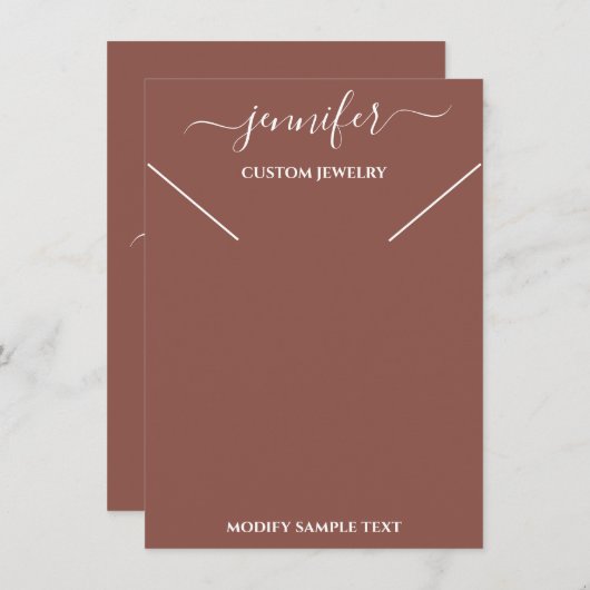 ネックレスディスプレイカードブラウンジュエリーロゴ 招待状 (正面/裏面)