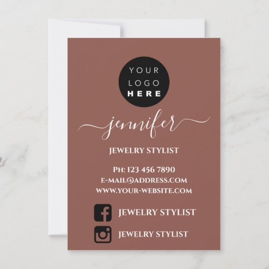 ネックレスディスプレイカードブラウンジュエリーロゴ 招待状 (裏面)