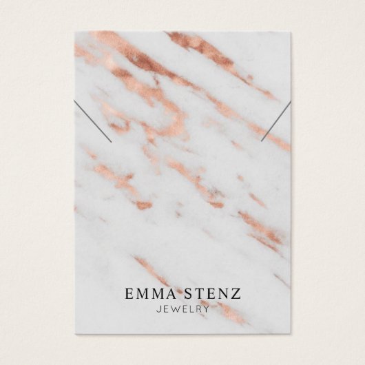 ネックレスディスプレイカード・バラ金ゴールドオンホワイトマーブル (正面)