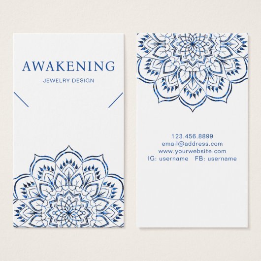 ネックレスディスプレイカード・メタリックブルーマンダラ (正面&裏面)