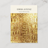 ネックレスディスプレイカード・金ゴールドレザーテクスチャロゴ 名刺 (正面)