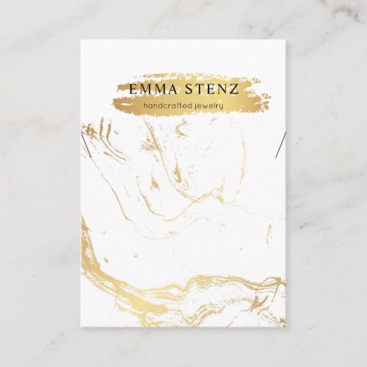 ネックレスディスプレイカード・金ゴールド大理石パターンロゴ 名刺 (正面)