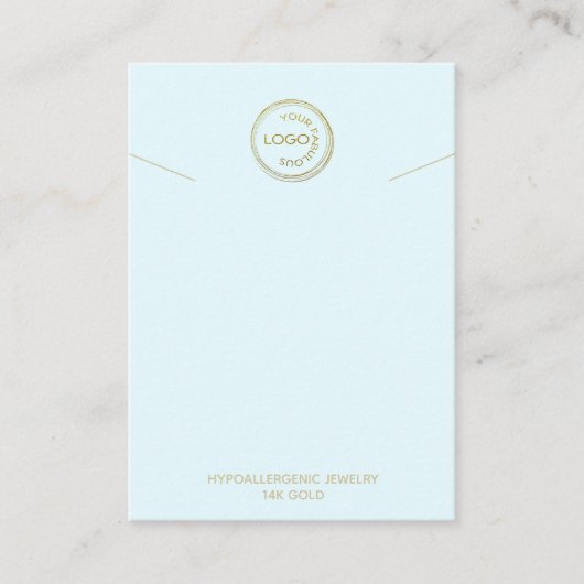 ネックレスホルダーディスプレイあなたのロゴを追加ライトブルー 名刺 (正面)