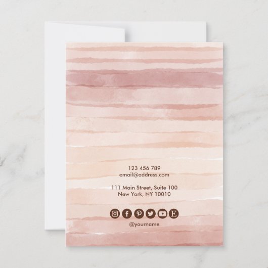 ネックレス表示カードほこりっぽいピンクの地球トーン 招待状 (裏面)