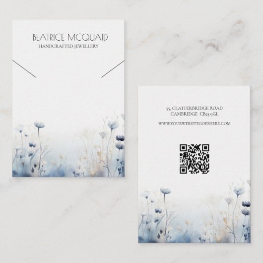 ネックレス表示カードミスティ水彩ワイルドフラワー 名刺 (正面/裏面)