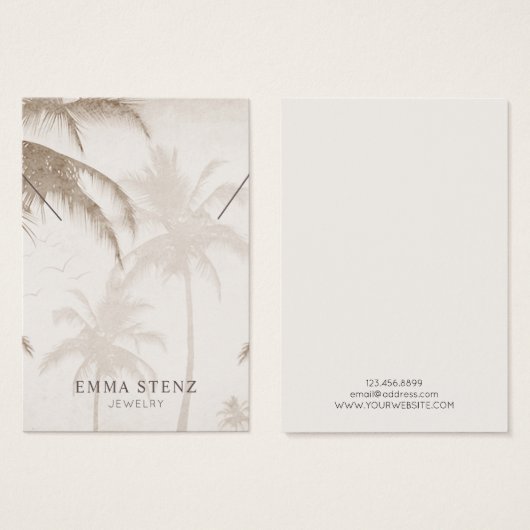 ネックレス表示カード自然・ヤシの木の鳥 (正面&裏面)