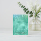 ネックレス表示ティール(緑がかった色)フェイクフォイルグリッター 名刺 (スタンド正面)