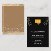 ネックレス表示金ゴールドグリッターフローラ 名刺 (正面/裏面)