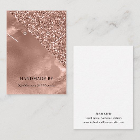 ネックレス&イヤリングディスプレイカード |バラ金ゴールド 名刺 (正面/裏面)