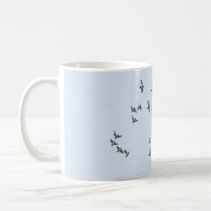 「ネットが私を巻き込まない」+鳥(青淡い色のは黒) コーヒーマグカップ