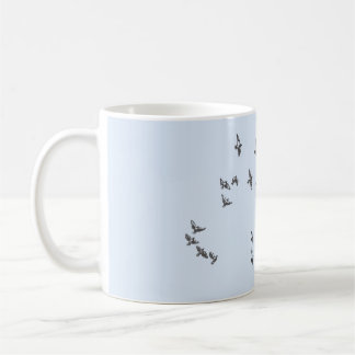 「ネットが私を巻き込まない」+鳥(青淡い色のは黒) コーヒーマグカップ