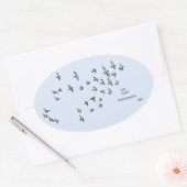 「ネットが私を巻き込まない」+鳥(青淡い色のは黒) 楕円形シール (封筒)