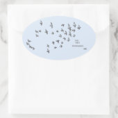 「ネットが私を巻き込まない」+鳥(青淡い色のは黒) 楕円形シール (バッグ)