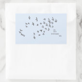 「ネットが私を巻き込まない」+鳥(青淡い色のは黒) 長方形シール (バッグ)