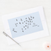 「ネットが私を巻き込まない」+鳥(青淡い色のは黒) 長方形シール (封筒)